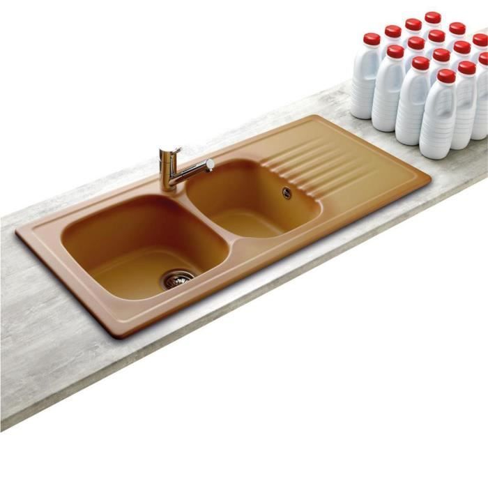 Evier Cuisine 1 Bac Marron Evier Ceramique Flamme Villeroy Boch Targa 2 Achat Vente