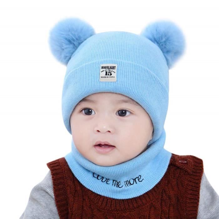 Bonnet Bébé Fille Hiver Pompom 0-12 Mois Tricotés Bonnet Bébé