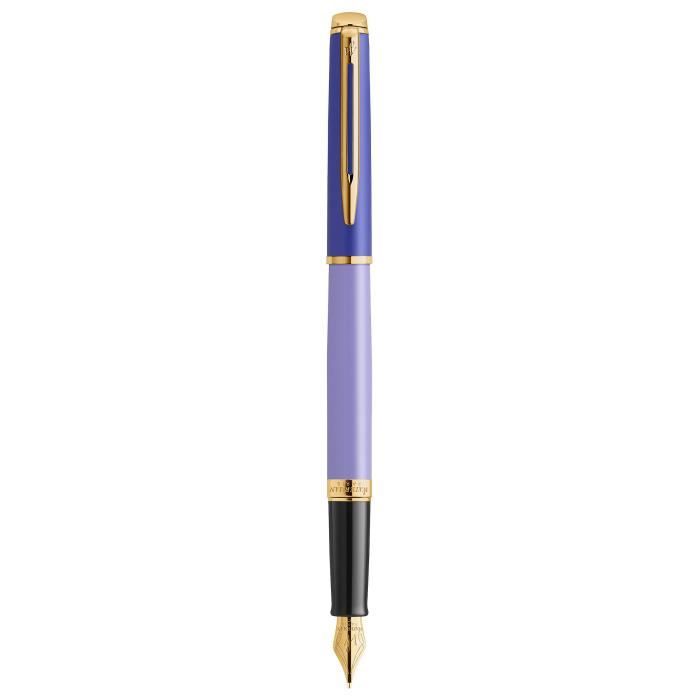 Stylo plume Waterman Hémisphère, laque violette, finition en plaqué or, plume fine plaqué or, coffret cadeau