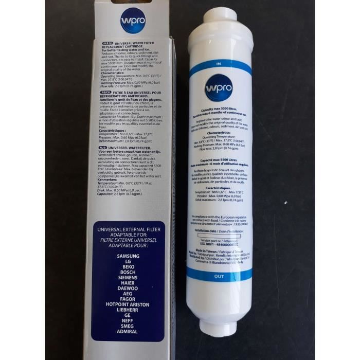 FILTRE A EAU UNIVERSEL POUR REFRIGERATEUR AMERICAIN USC100/1,484000008553,481931039257, C00379992