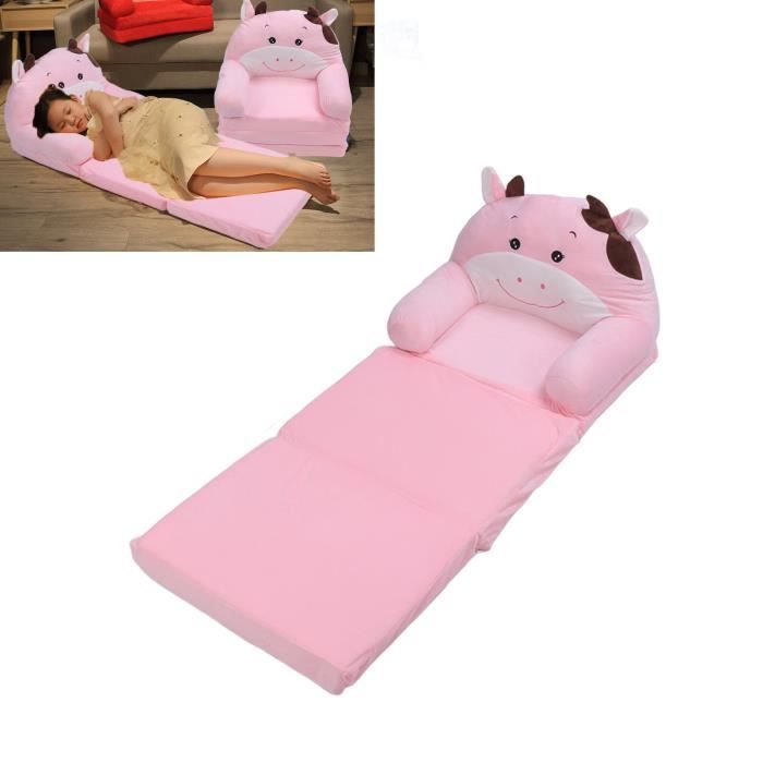Canapé Pliable Enfant Rose Couronne – Peluche Douce Portable Avec Fermeture Éclair Canapé Pliable Enfants Couronne Rose