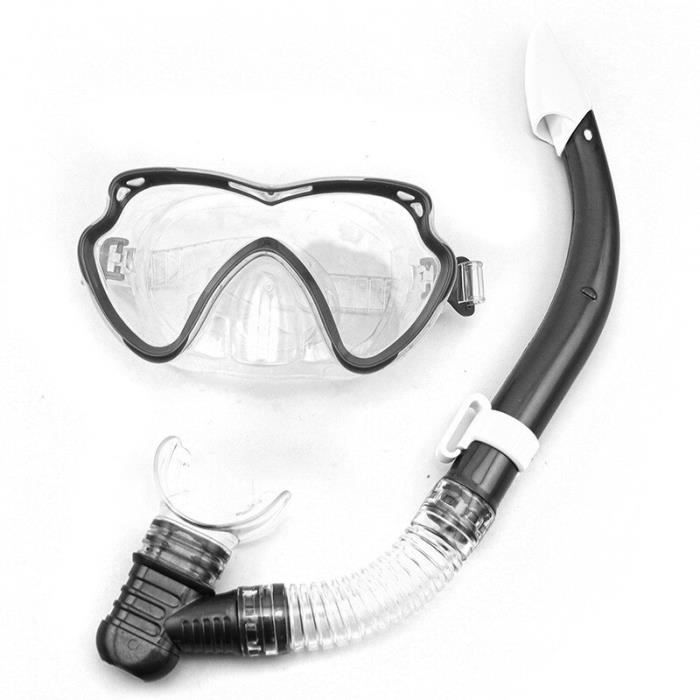 LUNETTES DE PLONGEE,Black--Masque de plongée avec tuba professionnel,  ensemble de lunettes de natation Anti buée pour adultes avec T