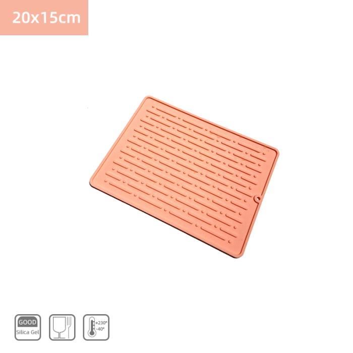 Tapis De Séchage En Silicone WIIYENA – Résistant à La Chaleur – Gris 40x33 Cm – Avec Rebord D'évacuation