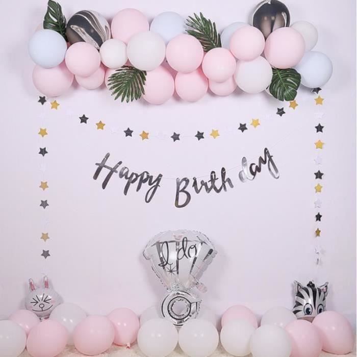 IZoeL Kit Décoration Anniversaire Rose Or - Ballons, Guirlande, Nappe Et Rideau