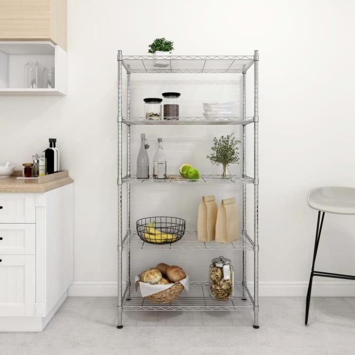 Étagère de rangement - vidaXL - 5 niveaux - 90x35x180 cm - Capacité 250 kg - Métal chromé
