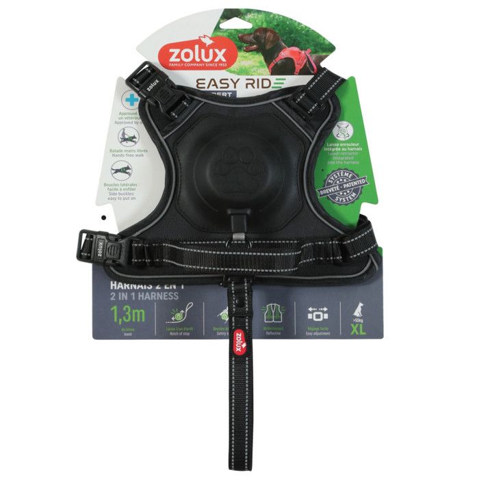 Meilleurs prix pour Harnais et laisse enrouleur intégré - ZOLUX - XL - Noir - Pour chien jusqu'à 77 kg - Confort optimal