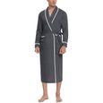 Peignoir Homme Leger Robe de Chambre Coton Kimono Poches Latérales avec Ceinture Peignoirs de Bain Homme Long pour Maison l'hôtel-1