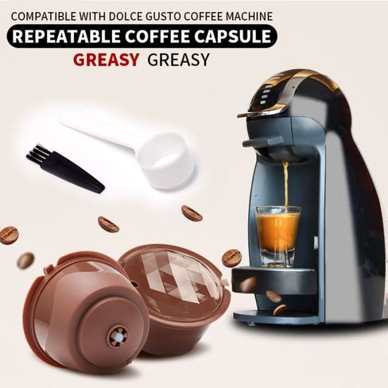 Capsules Café Réutilisables Pour Dolce Gusto - Lot De 6 Avec Cuillères Et Brosses - Écologiques Et économiques - 2
