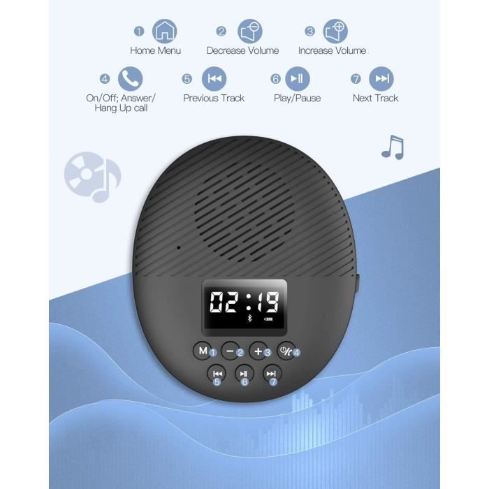 Enceinte Bluetooth 5.0 Portable Radio de Douche Haut-Parleur Etanche IPX5  avec Ventouse et Lanière Longue Autonomie pour iOS-Android