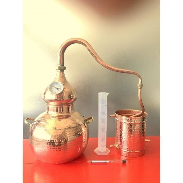 Alambic en cuivre artisanal, 20 litres, avec thermomètre, alcoolomètre,  tube 250ml - Cdiscount Bricolage