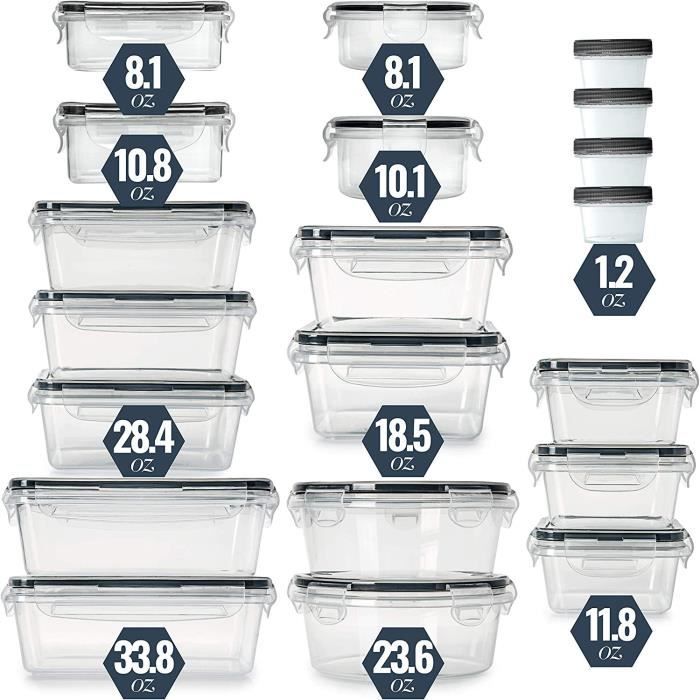Lot De 5 Boîtes Hermétiques En Plastique Transparent 1 Litre - Micro-ondes, Congélo Et Lave-vaisselle Safe, Pour Rangement Cuisine