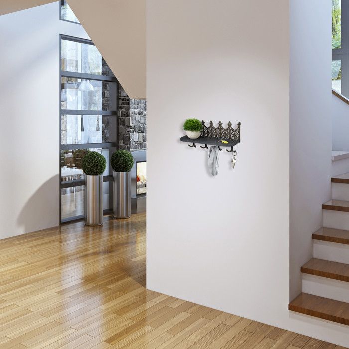 Relaxdays Support à Clé, 6 Crochets, Pose-courrier, Design