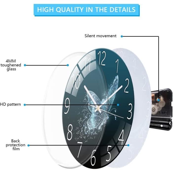 Horloge murale silencieuse à quartz - diamètre 30cm - blanc - Achat pas cher Horloge murale silencieuse à quartz - diamètre 30cm - blanc - Achat pas cher