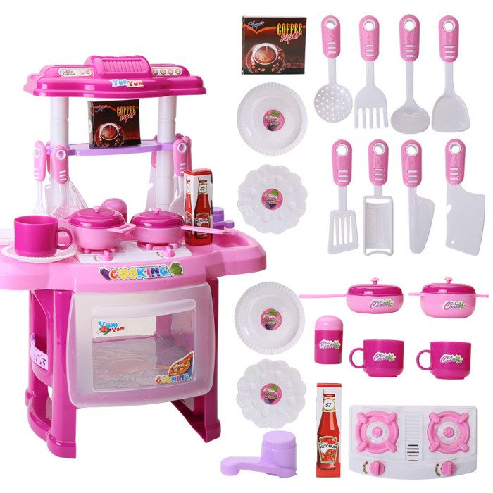 TD® Kit cuisine jouet vaisselle filles rose, dinnette pour enfant avec  musique, légère fille cuisine vaisselle enfant jouet éducatif