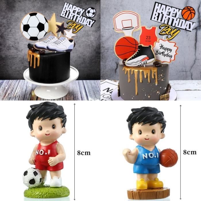 FIGURINE DECOR DE GATEAU,Football topper C--Décoration de gâteau de ballon  de basket ball pour garçon, décor de fête'anniversaire p - Cdiscount Maison