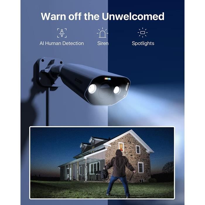 ZOSI Sistea de cáara de seguridad PoE de 16 canales 4K Spotlight 4K