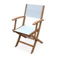 Fauteuils de jardin en bois et textilène - Almeria blanc - 2 fauteuils pliants en bois d'Eucalyptus  huilé et textilène-2