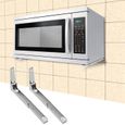 2x support de four à micro-ondes en acier inoxydable de cuisine étagère murale solide et pliable -PAI-2