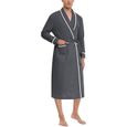 Peignoir Homme Leger Robe de Chambre Coton Kimono Poches Latérales avec Ceinture Peignoirs de Bain Homme Long pour Maison l'hôtel-2