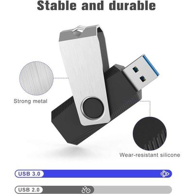 Portable Avec Cordon Lot De 5 Clés USB 16 Go - Multicolores Pivotantes - USB 2.0 - Idéal Pour Stockage De Fichiers Pivotante Multicolore