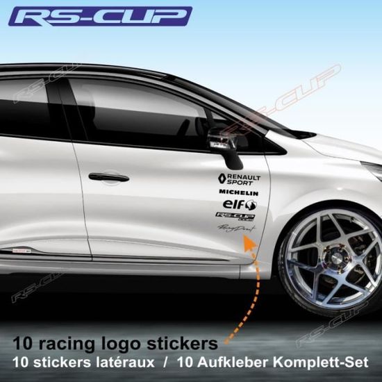 Kit de 10 Sticker Logo RENAULT SPORT  Couleur NOIR Clio RS 