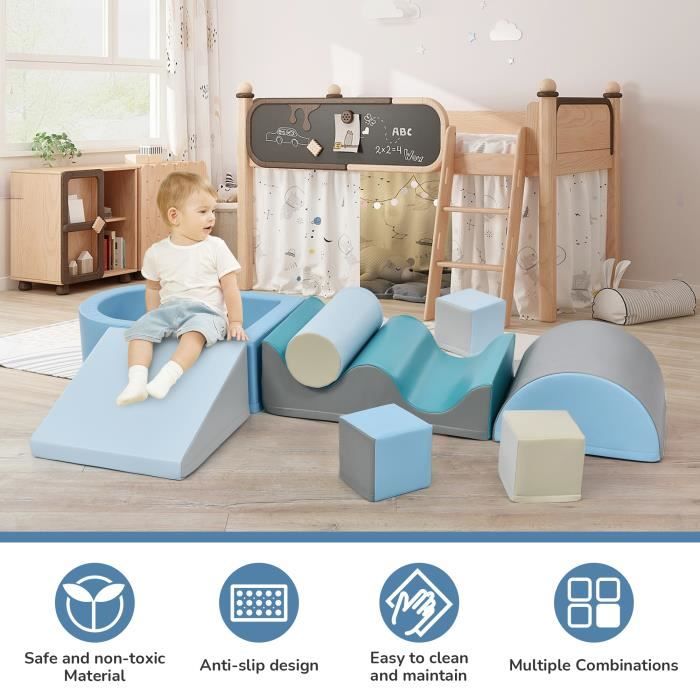 Virimolo Parcours Motricité Bébé 4 Pièces, Module de Motricité en Mousse Souple, Blocs d'escalade Lavables, Jeu d'Intérieur Pliable pour Maison et Crèche, Développement Motricité Globale, 80x80x20 cm Virimolo Parcours Motricité Bébé 4 Pièces, Module de Motricité en Mousse Souple, Blocs d'escalade Lavables, Jeu d'Intérieur Pliable pour Maison et Crèche, Développement Motricité Globale, 80x80x20 cm