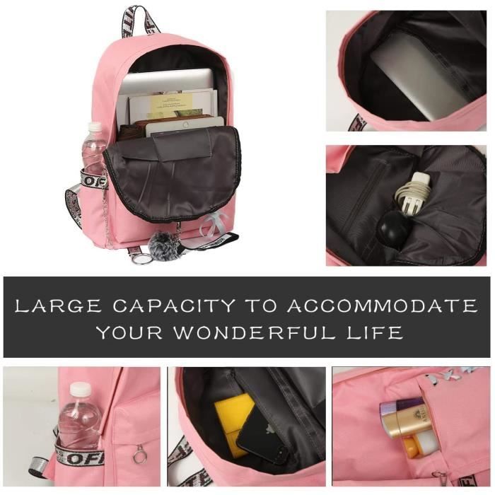 Eshow Sac a Dos Femme et Fille Toile Cartable Backpack Garcons pour Scolaire Ecole Quotidien Loisir Bureau Voyage Rose Rose Cdiscount Bagagerie Maroquinerie