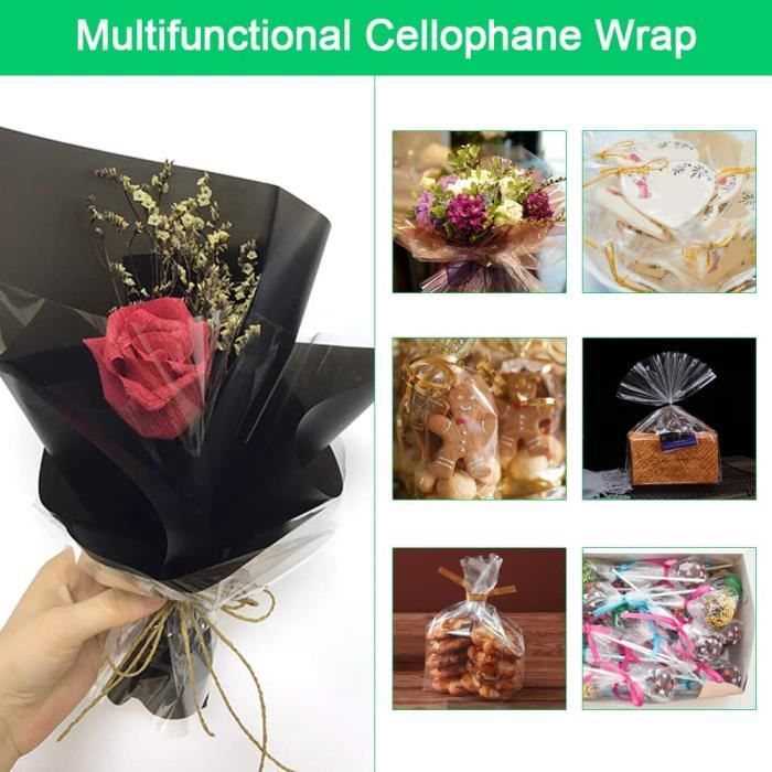 Rouleau De Cellophane Transparent 30m X 54cm - Papier D'emballage Cadeau Et Fleuriste - Motif Pois Blancs