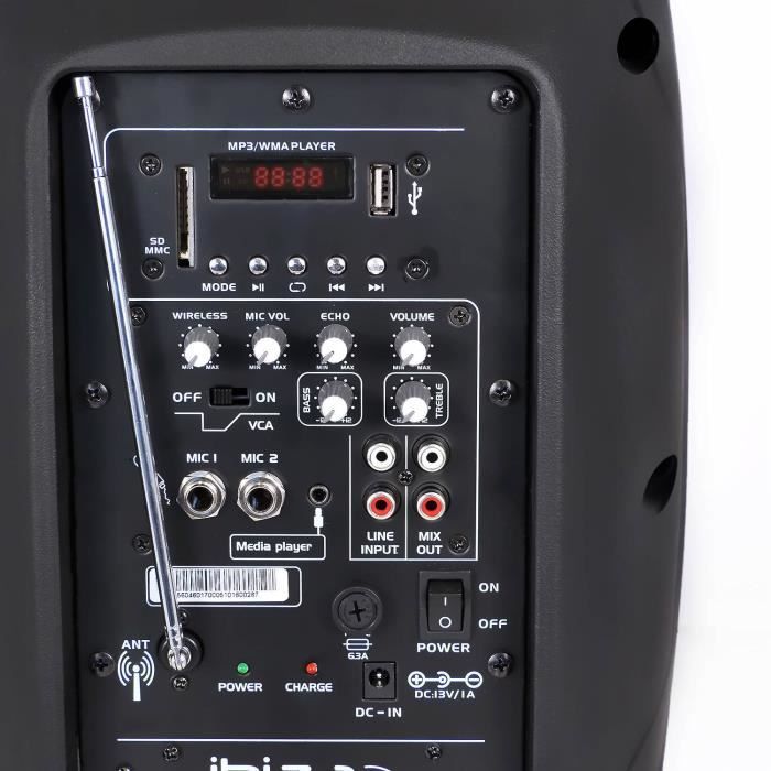 PARTY - PARTY-12RGB - Enceinte portable 12''/30 cm avec USB, Bluetooth, FM,  Micro VHF & Télécommande