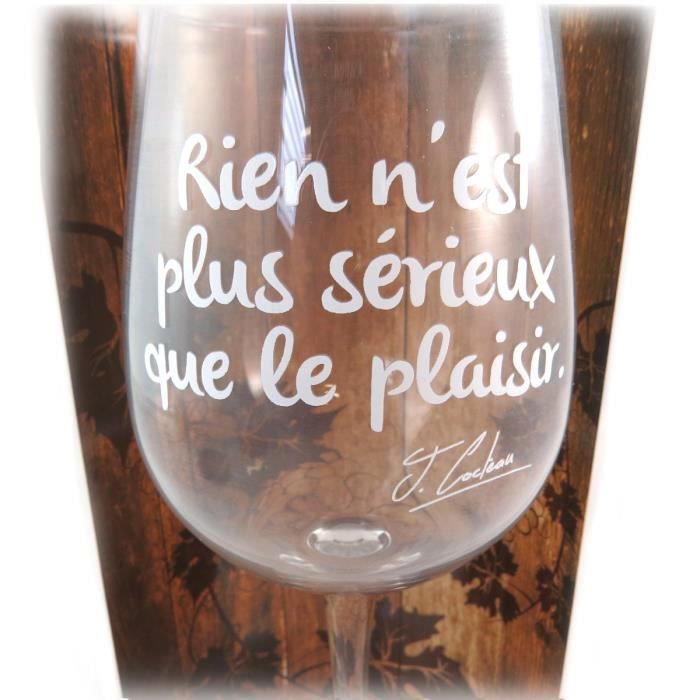 Verre à vin humoristique 'Messages' (Rien n'est plus serieux que le  Plaisir) - 23x9.5 cm [P9900] - Cdiscount Maison