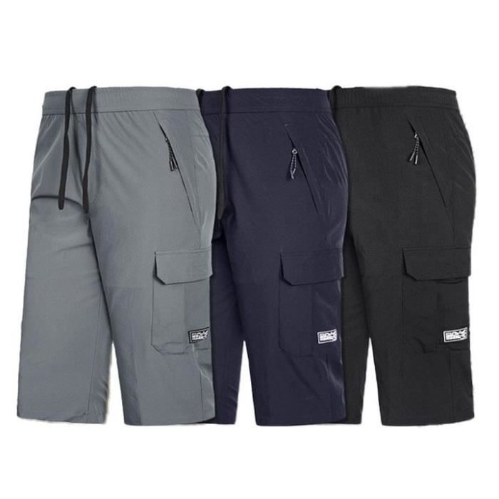 Pantacourt Sport Homme Taille Elastique Sechage Rapide Pantalon Court Ete Exterieur Grande Taille Bleu marine Cdiscount Pret a Porter