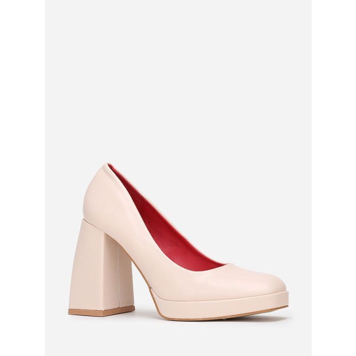 Escarpins r tro talon carr large Beige Femme Achat