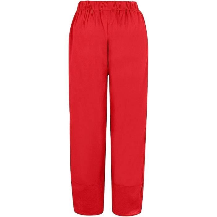 Pantalon lin rouge femme online