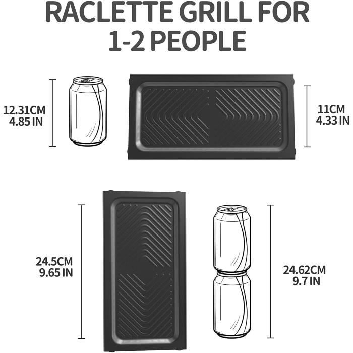 Mini Grill Raclette Bestron 350W - Pour 1-2 Personnes - 2 Poêlons Antiadhésifs - Gris