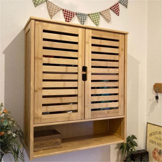 Higsose Armoire Murale Blanc 60x31x60 cm Bois d'ingénierie Armoire Salle de Bain Meuble de Toilette Meuble Rangement WC Meuble Salle de Bain Meuble Suspendu Meuble Mural Armoire Bois