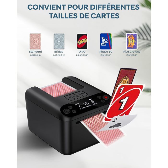 Distributeur De Cartes Automatique Rotatif 180°/360° - Pour 2 à 12 Joueurs - 4 Télécommandes Incluses - Poker, Blackjack, UNO