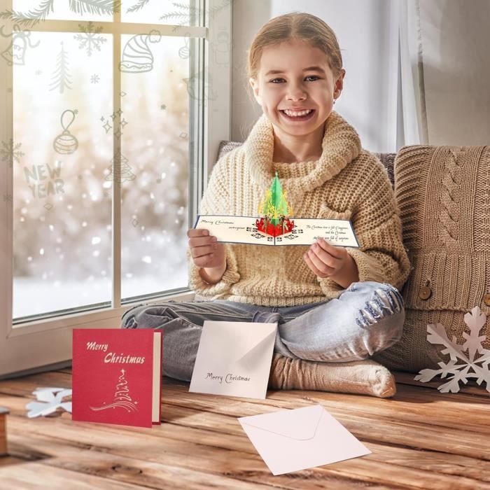 Carte De Vœux Pop-up 3D En Papier - Modèle Fait Main Pour Noël