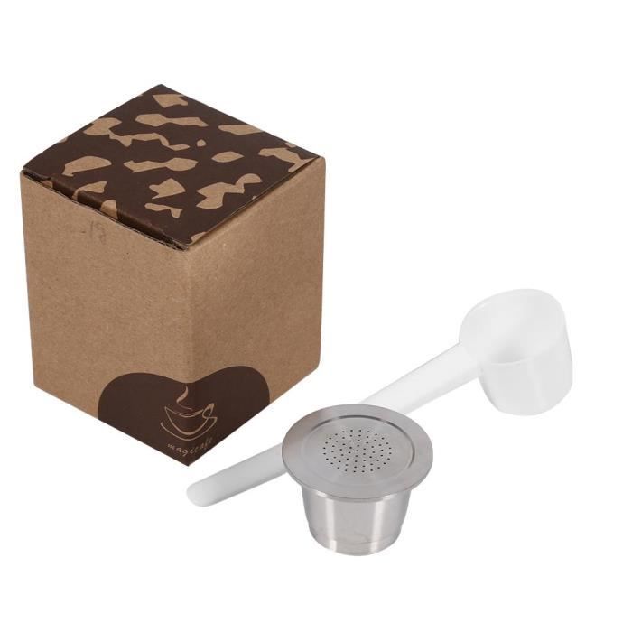 Capsule de café réutilisable rechargeable d'acier inoxydable avec la  cuillère compatible pour la machine de Nespresso-CHE - Cdiscount Maison