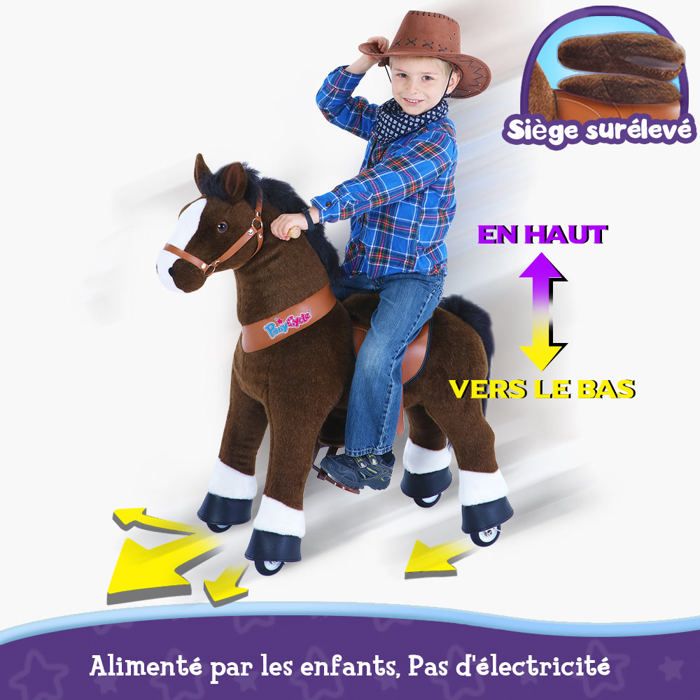 PonyCycle Cheval à Monter – Sans Piles, Avec Frein Et Son – 76 Cm – Pour Enfants 3-5 Ans – Brun – Modèle Ux324