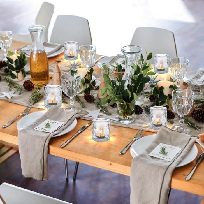 Bougie Message HofferRuffer Lot De 3 Photophores En Verre Pour Bougies Chauffe-plat, Chandeliers Pour Centre De Table, Mariage, Fête, Noël, Anniversaire, Cadeaux (argent Bougie Vert Sauge