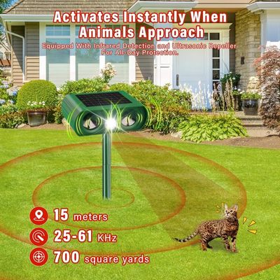 Répulsif à Ultrasons Solaire Pour Chats, Rongeurs, Oiseaux - Détecteur De Mouvement, étanche, Autonomie 4-6 Jours