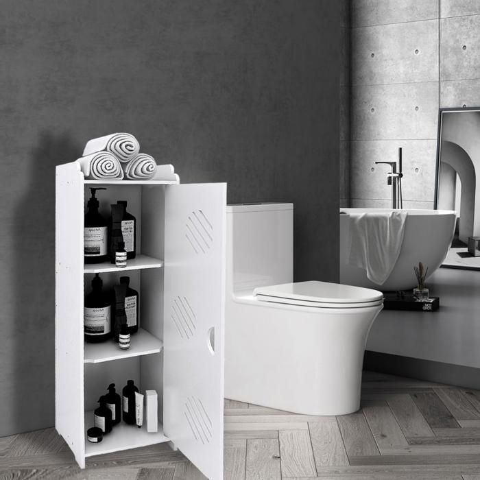 XUANYU Petit Meuble Rangement Toilette 4 Niveaux - Colonne Salle De Bain Blanc 15×17×78 Cm
