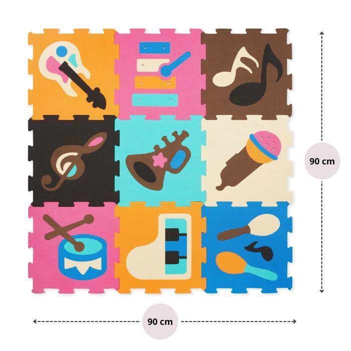 Tapis De Puzzle Moby-System 120x90x1.2 Cm – Sol Doux Pour Bébé – Imperméable Et Pliable – Motifs éducatifs