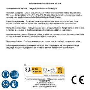 Jauge D’Huile Moteur BGS 1010-D – Compatible Mercedes M112 M113 M646 M647 M648