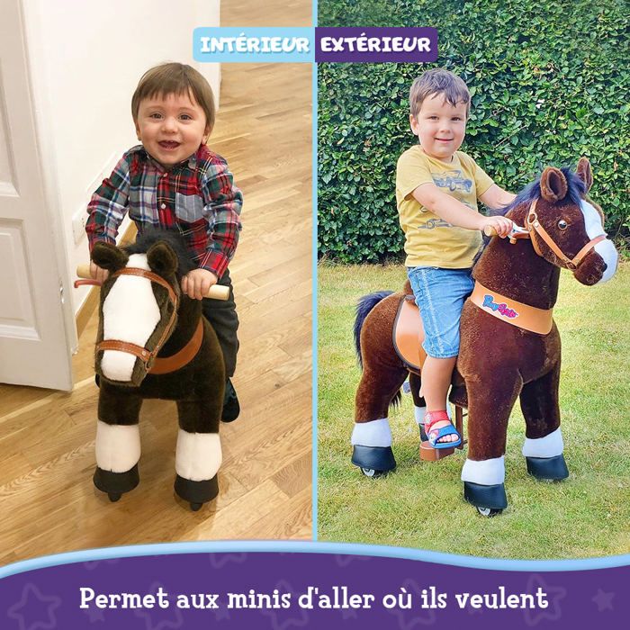 PonyCycle Cheval à Monter – Sans Piles, Avec Frein Et Son – 76 Cm – Pour Enfants 3-5 Ans – Brun – Modèle Ux324