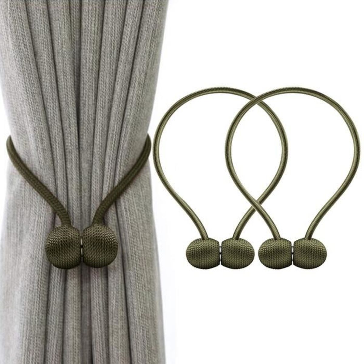 embrasses a rideaux embrasse rideau aimantee tressage magnetiques rideaux boucle vert cdiscount maison