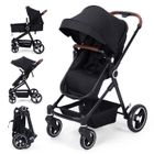 BALOVEBY Poussette 2 En 1, Poussette Combinée Compacte Légère Pliable Avec Siège Inclinable, Poussette Bébé Confort Pour 0-3 Ans Noir