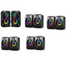 OLOKDYIZ RGB Compact Enceinte PC 2.0 Compacte pour PC et Ordinateur Portable (6 Watt), USB Powered,3.5mm LED Lumineuse Monitor- Noir