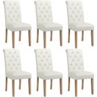 Lot de 6 Chaises de Salle à Manger Haut Dossier Assise Rembourrées -Pieds en Bois Chêne confortable-Beige YAHEETECH