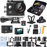 Caméra de sport EKEN Ultra HD 4K WiFi 1080P 60fps 20 LCD 170D étanche 12MP + Accessoires - Noir